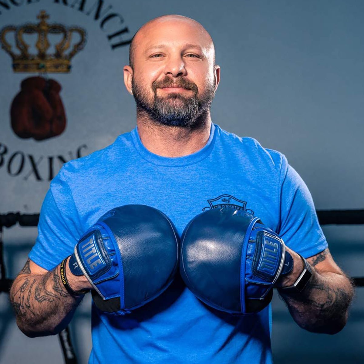 Title Boxing Royalty Leather Micro Training Punch Mitts - Royal/Navy - Forza Sports