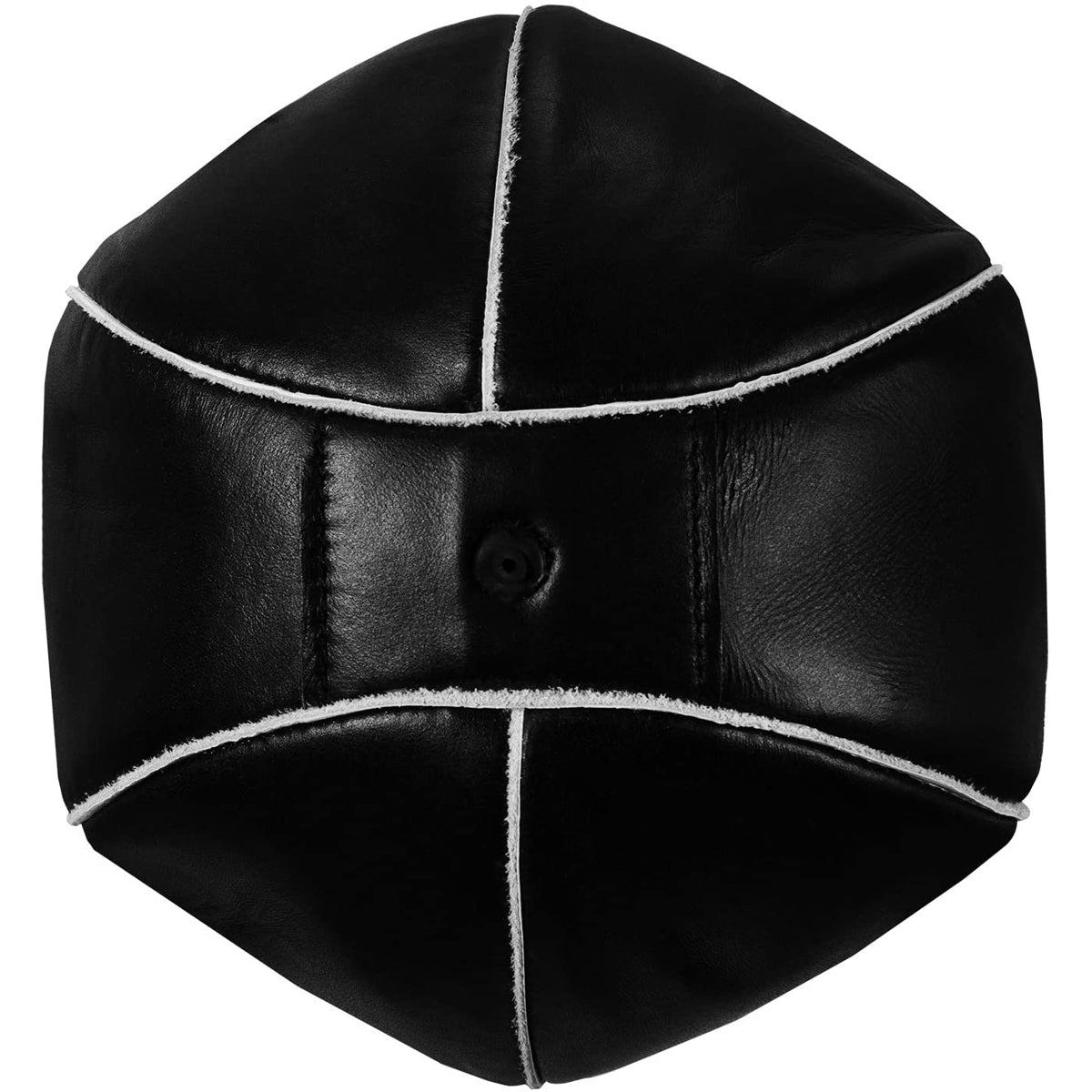Black leather cap with white trim on a white background - Forza Sports