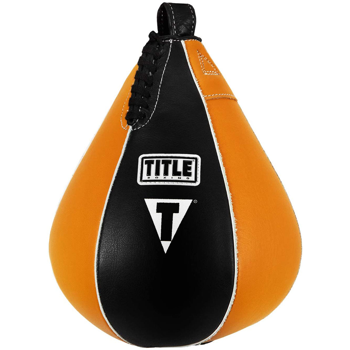 Title Boxing Leather Speed Bag - Black/Orange