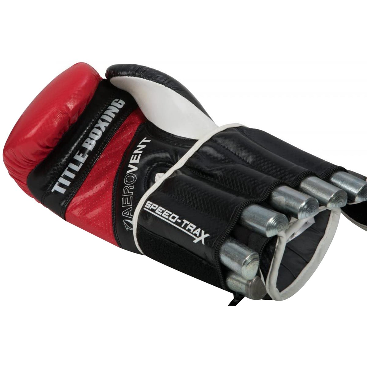 Title Boxing Speed - Trax Weighted Bag Gloves - Regular - Black/Red - Forza Sports