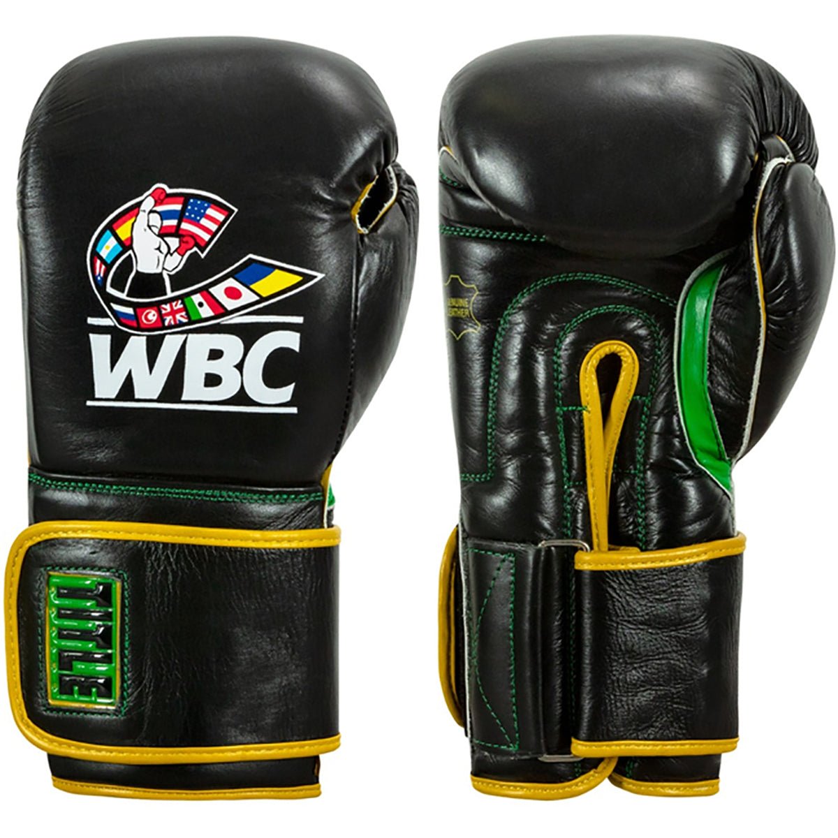 Title WBC Hook and Loop Boxing Bag Gloves - Black/Green - Forza Sports