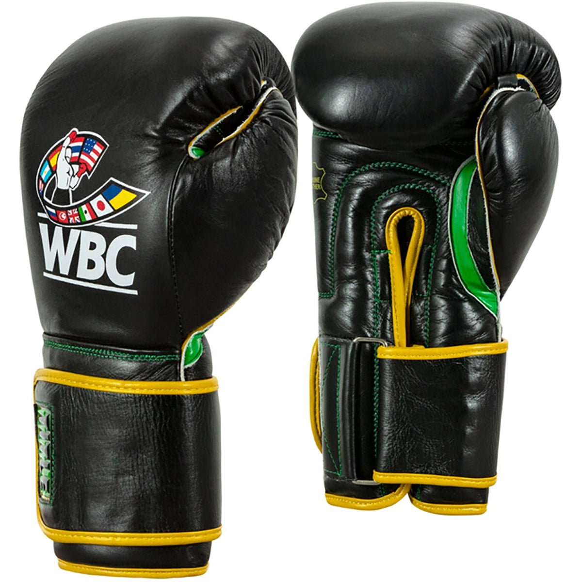Title WBC Hook and Loop Boxing Bag Gloves - Black/Green - Forza Sports