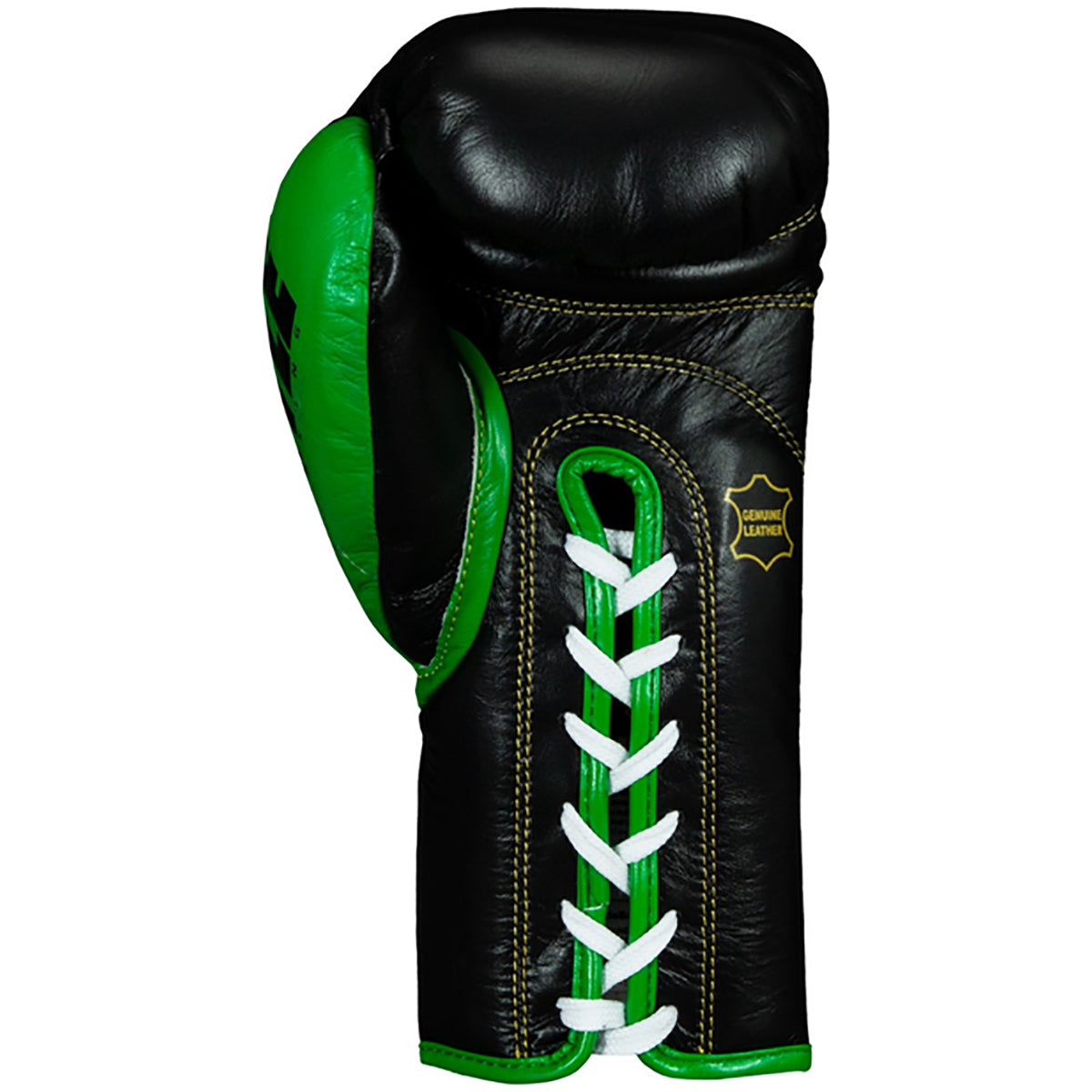 Black and green boxing glove with white laces on a white background - Forza Sports