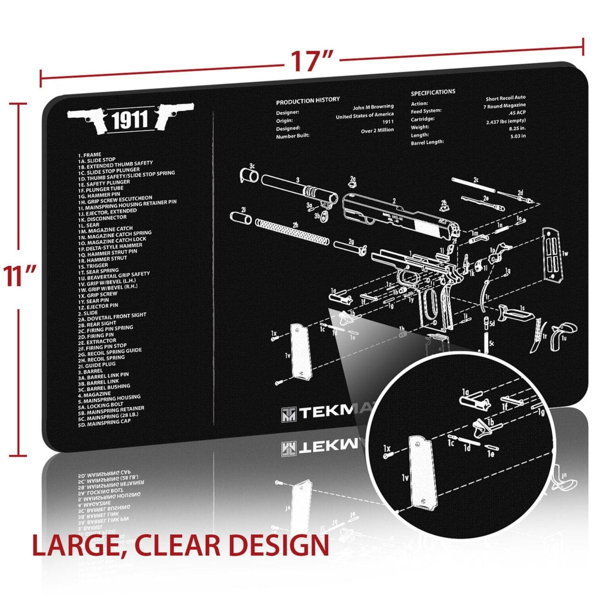 TekMat Original Gun Cleaning Mat - 17" X 11" - 1911 - Forza Sports