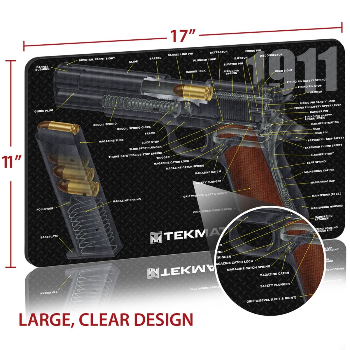TekMat Original Gun Cleaning Mat - 17" X 11" - 1911 Cutaway - Forza Sports