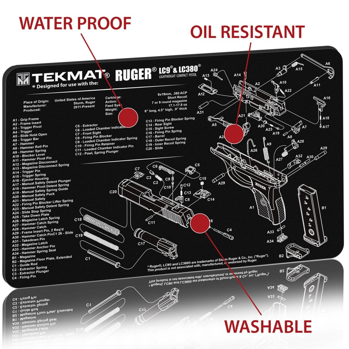 TekMat Original Gun Cleaning Mat - 17" X 11" - Ruger LC9™ - Forza Sports