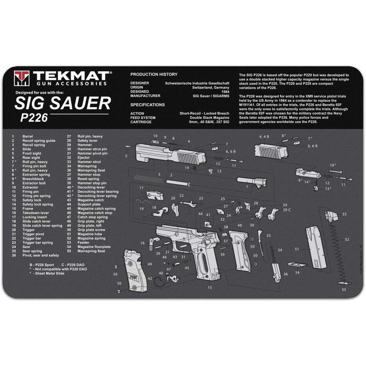 TekMat Ultra Premium Gun Cleaning Mat - 20" X 15" - Sig Sauer P226™ - Forza Sports