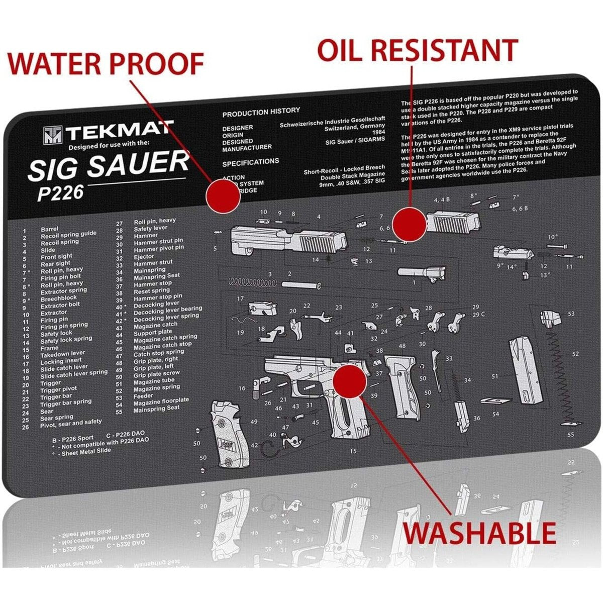TekMat Ultra Premium Gun Cleaning Mat - 20" X 15" - Sig Sauer P226™ - Forza Sports