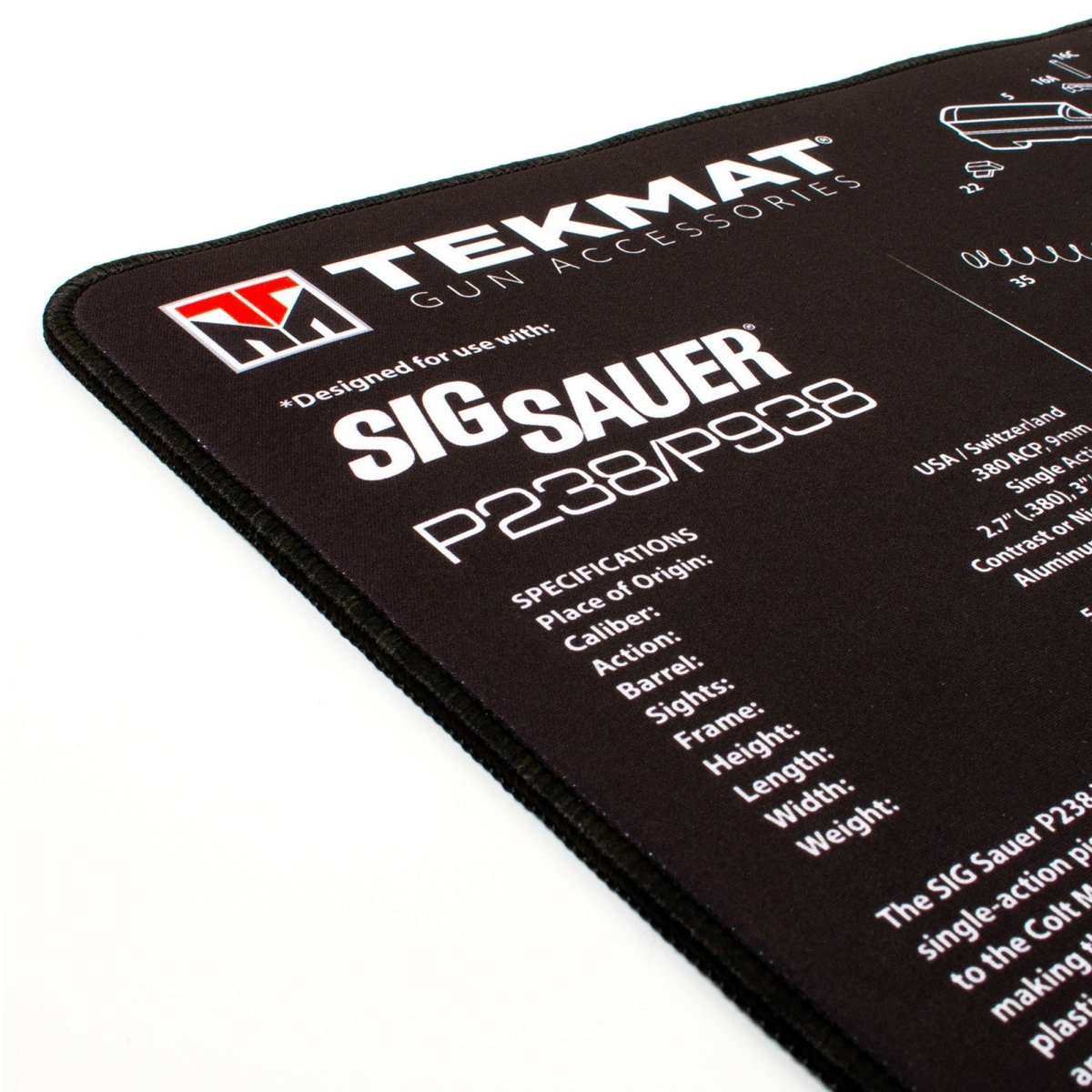 TekMat Ultra Premium Gun Cleaning Mat - 20" X 15" - Sig Sauer P238™ - Forza Sports