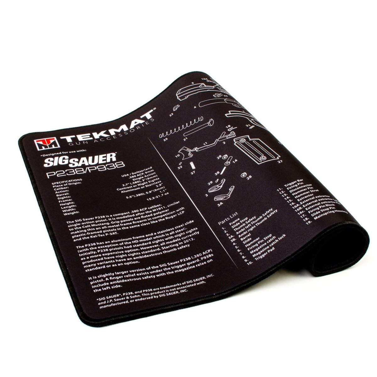 TekMat Ultra Premium Gun Cleaning Mat - 20" X 15" - Sig Sauer P238™ - Forza Sports