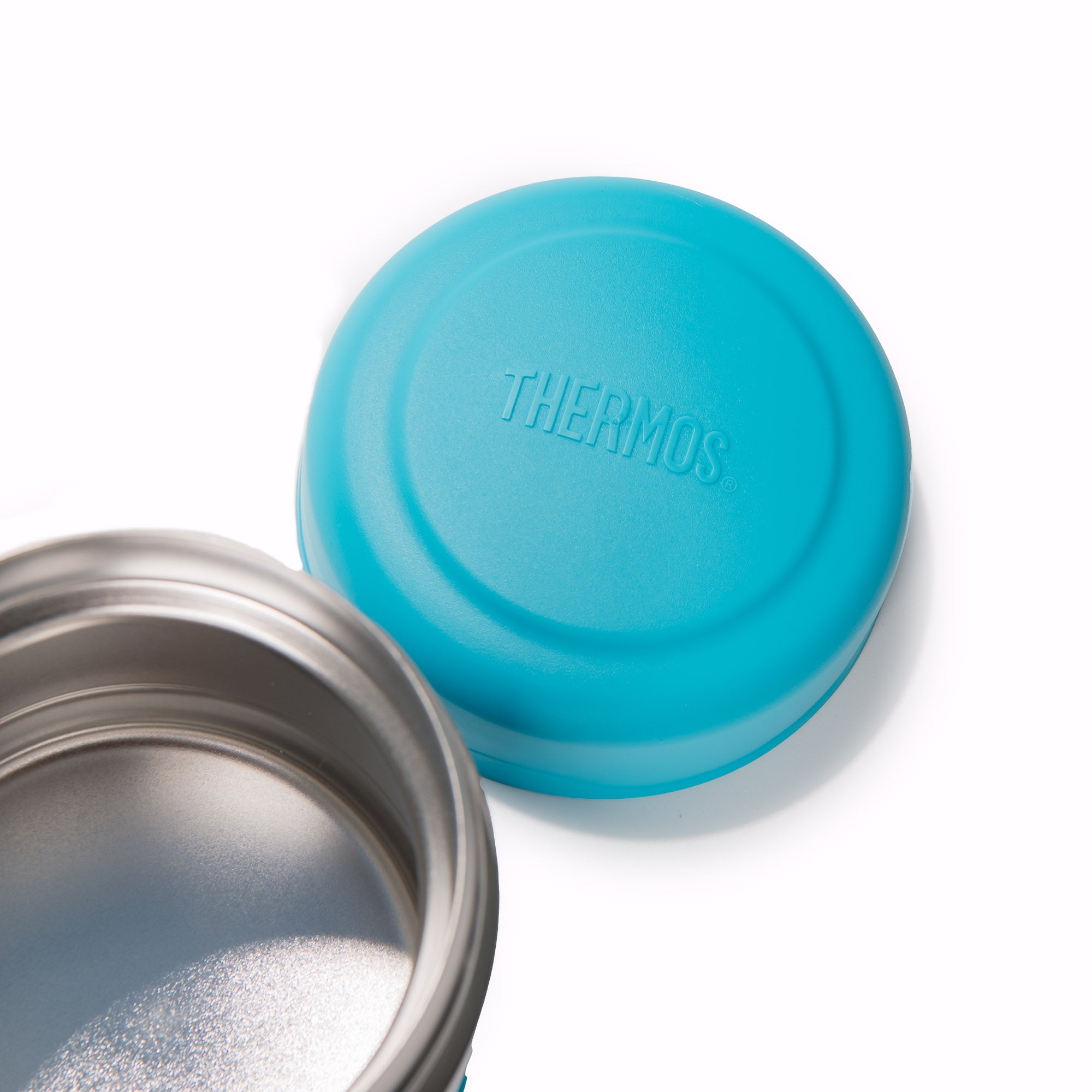 Blue thermos lid with 'Thermos' branding on a white background