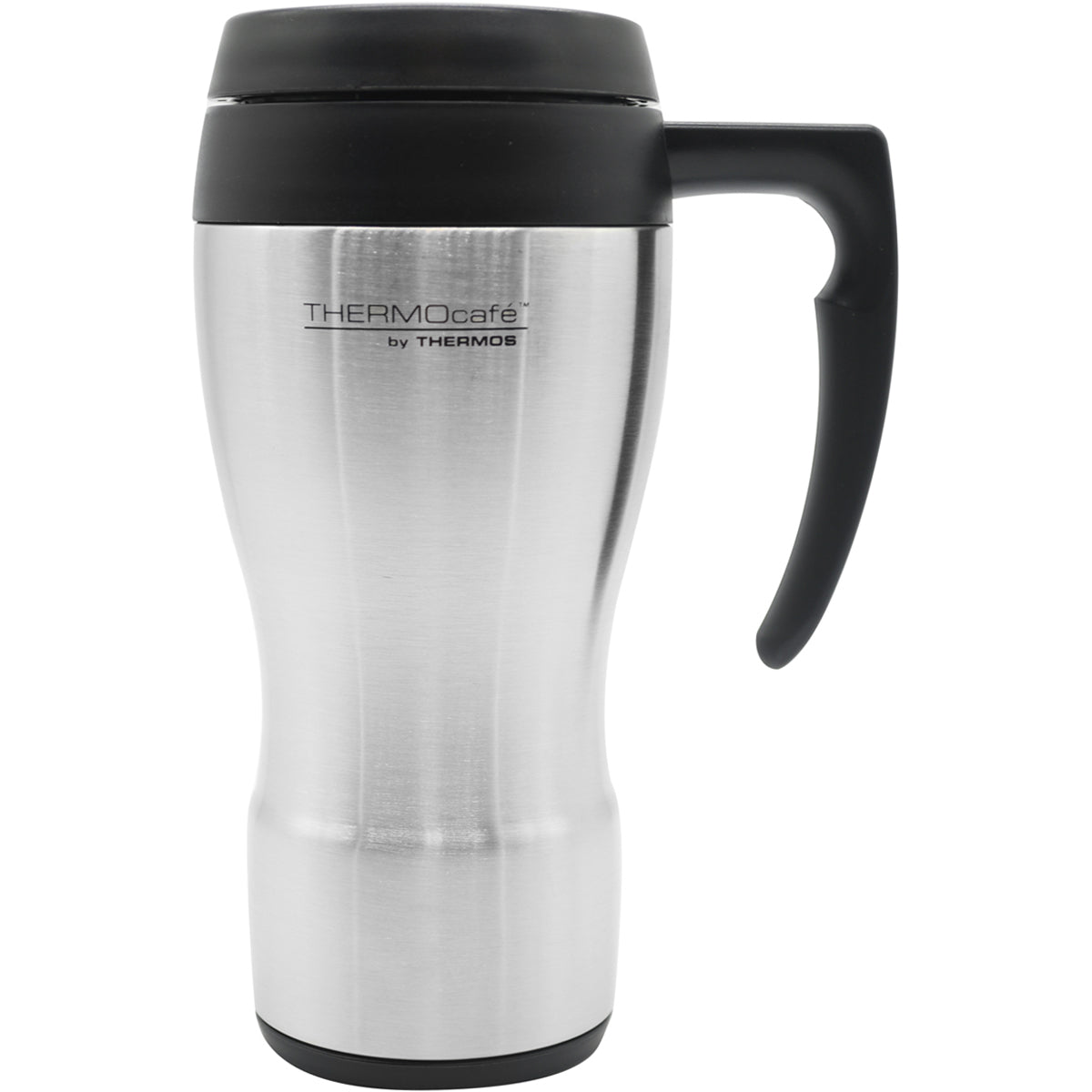 Thermos 16 oz. ThermoCafe Stainless Steel Travel Mug - Stainless Steel/Black - Forza Sports