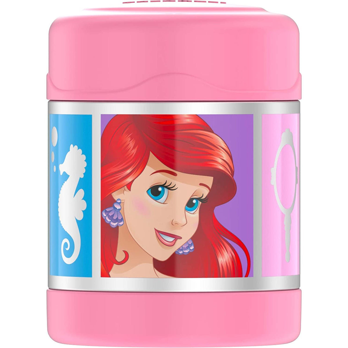 Pink container with Disney Princess design on a white background