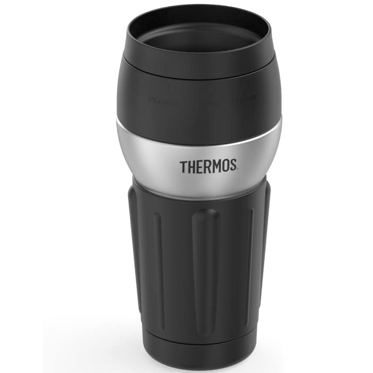Thermos 14 oz. Stainless Steel 360 Travel Tumbler - Stainless Steel/Black - Forza Sports