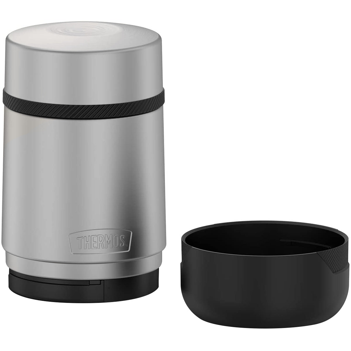 Silver thermos with black lid and matching bowl - Forza Sports