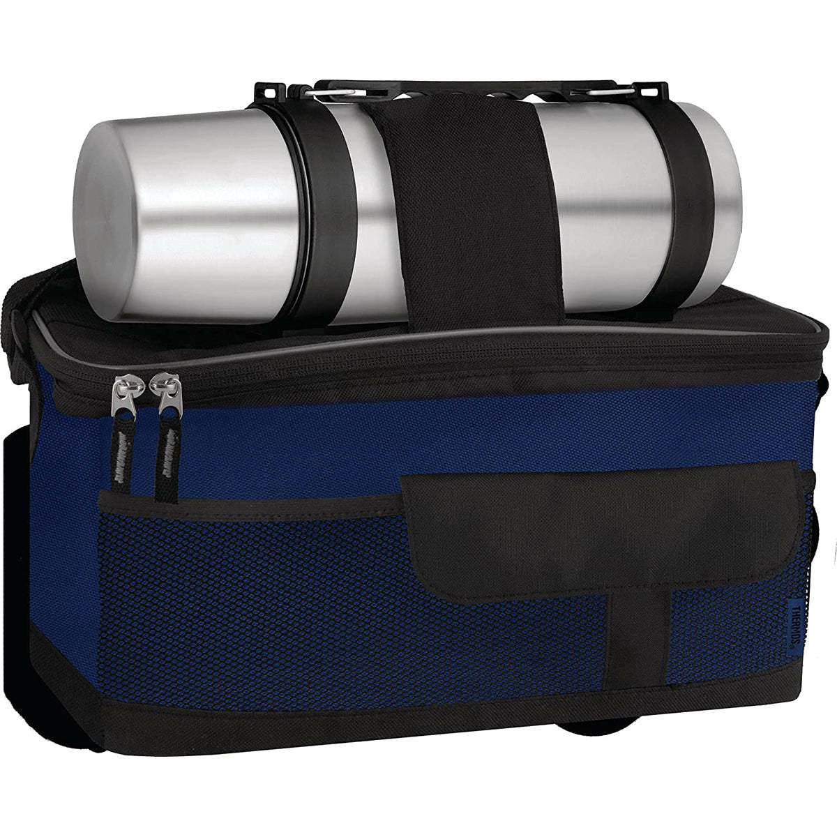 Thermos ThermoCafe Beverage Bottle and Lunch Bag Combo - Blue/Stainless Thermos