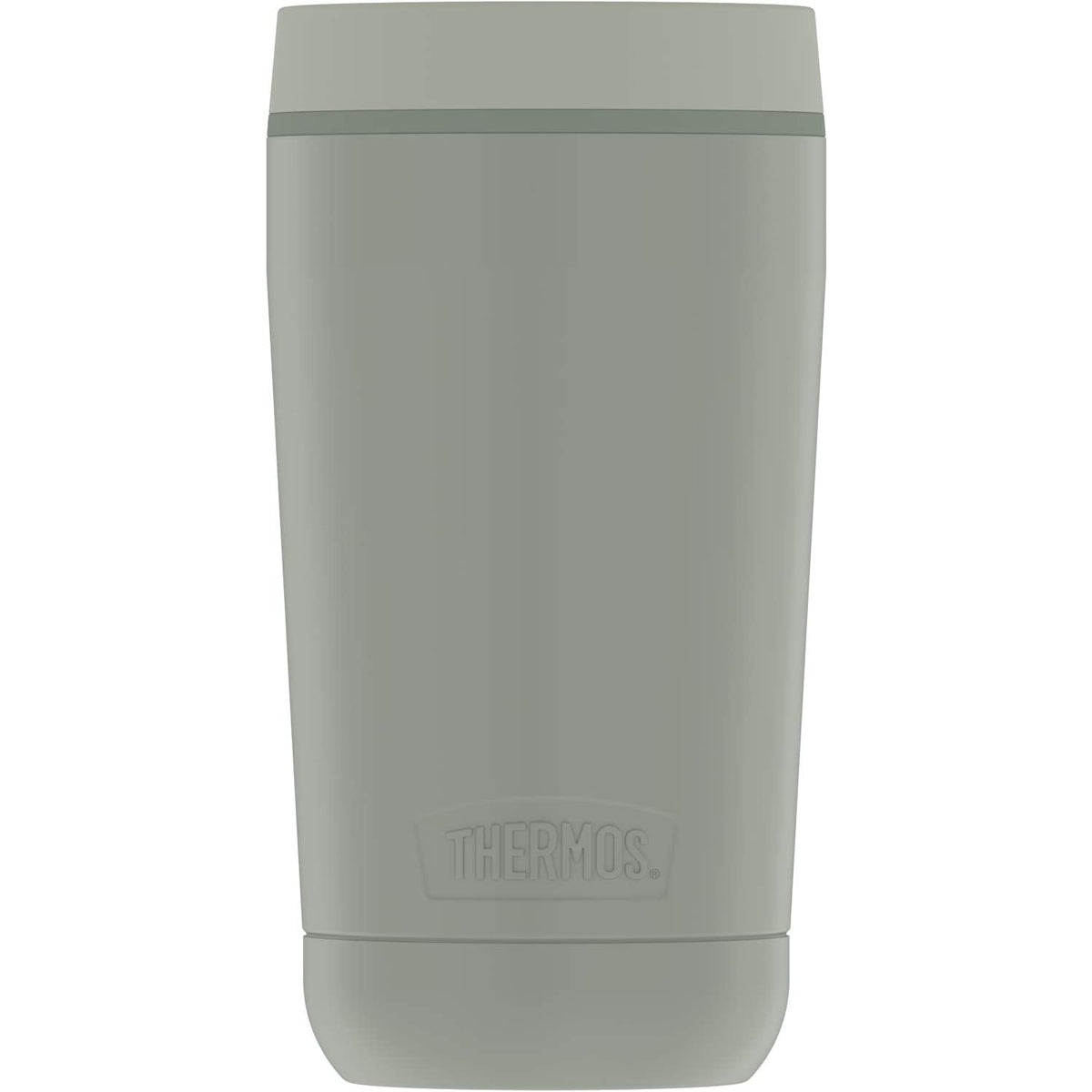 Gray thermos bottle with 'Thermos' logo on a white background