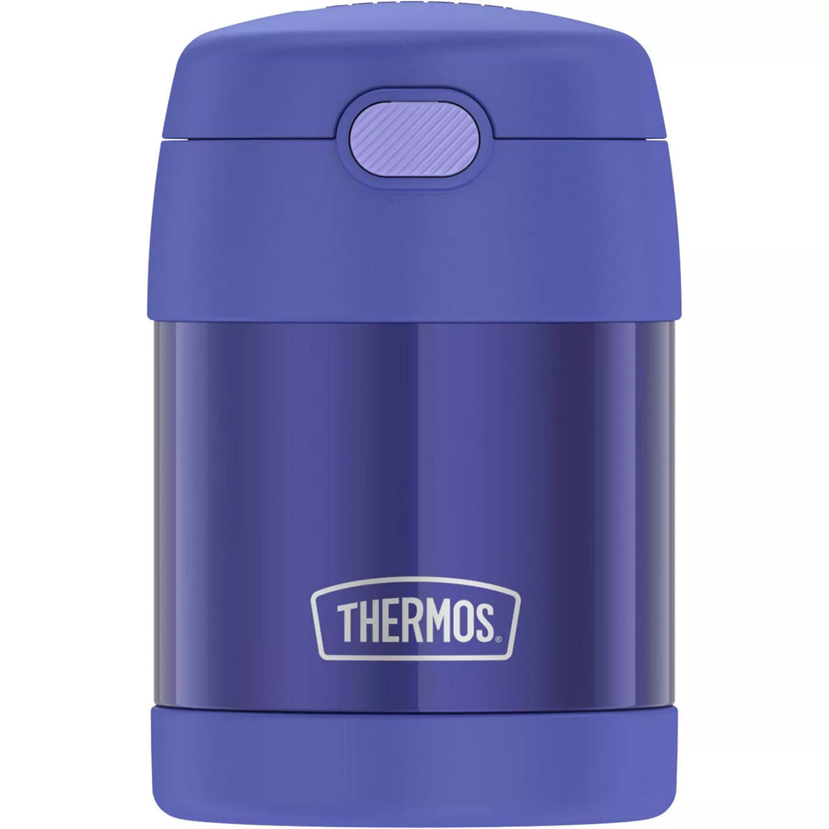 Purple thermos with Thermos logo on a white background