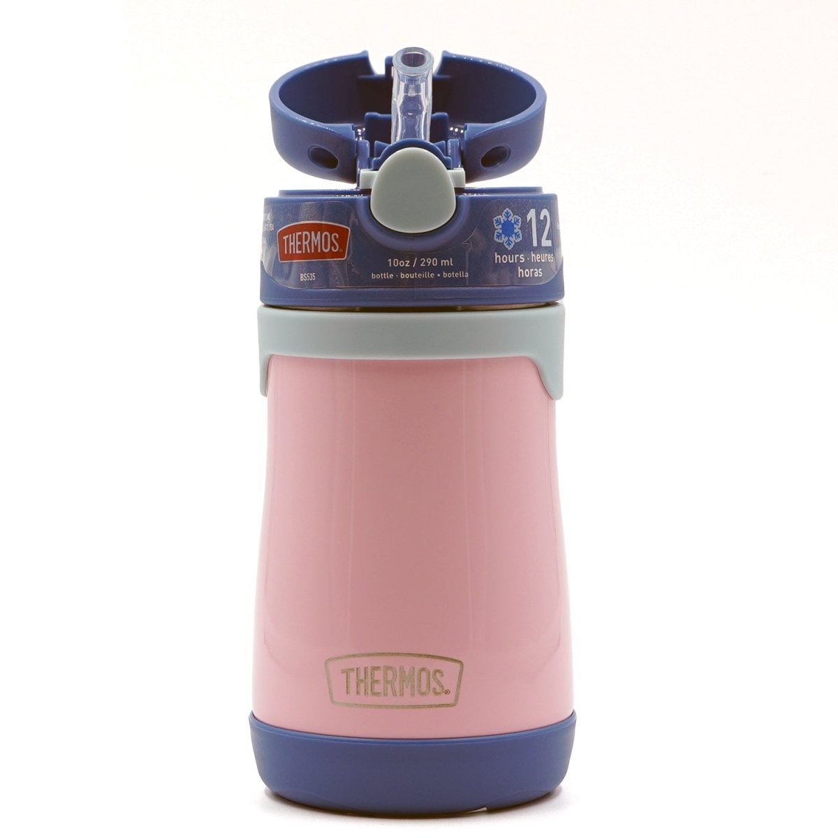 Thermos 10 oz. Kid's Vacuum Insulated Stainless Steel Straw Water Bottle - Pink - Forza Sports