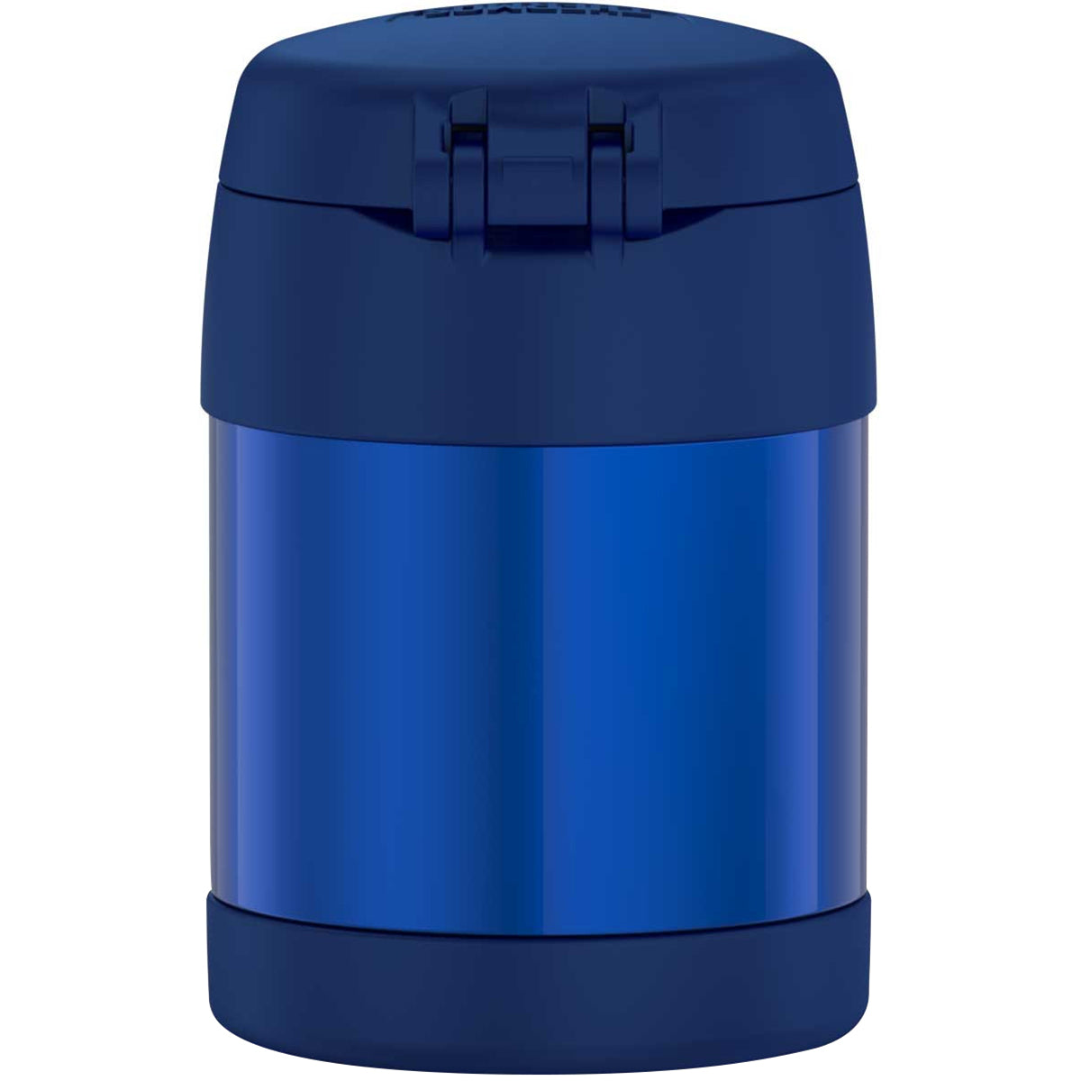 Blue thermos with a white background