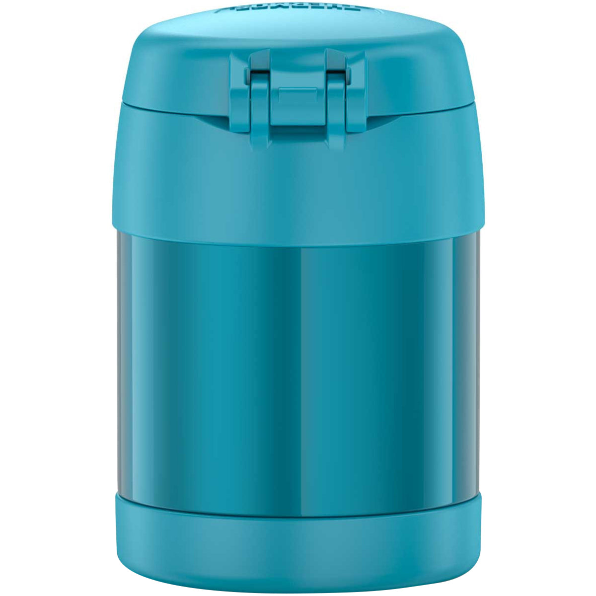 Blue thermos container on a white background