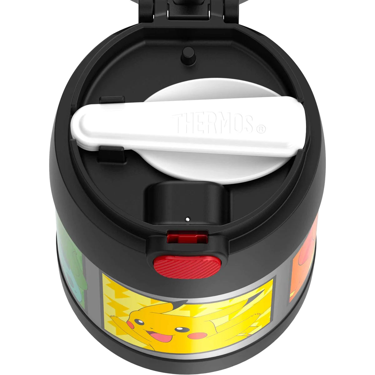 Thermos with a cartoon character design on a white background