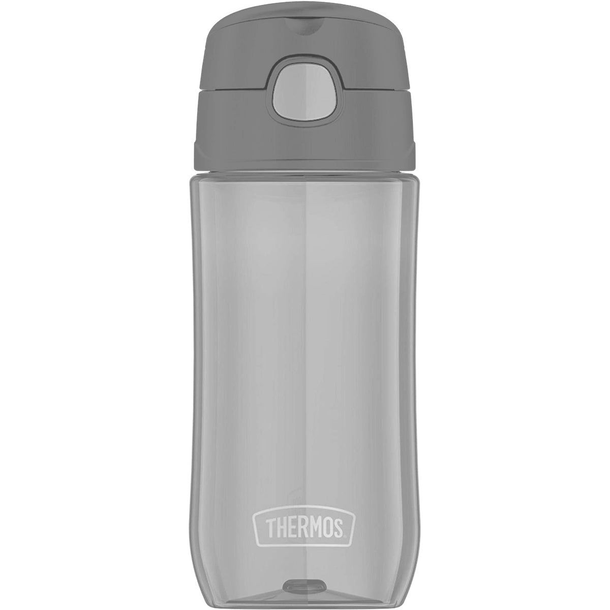 Gray Thermos water bottle on a white background