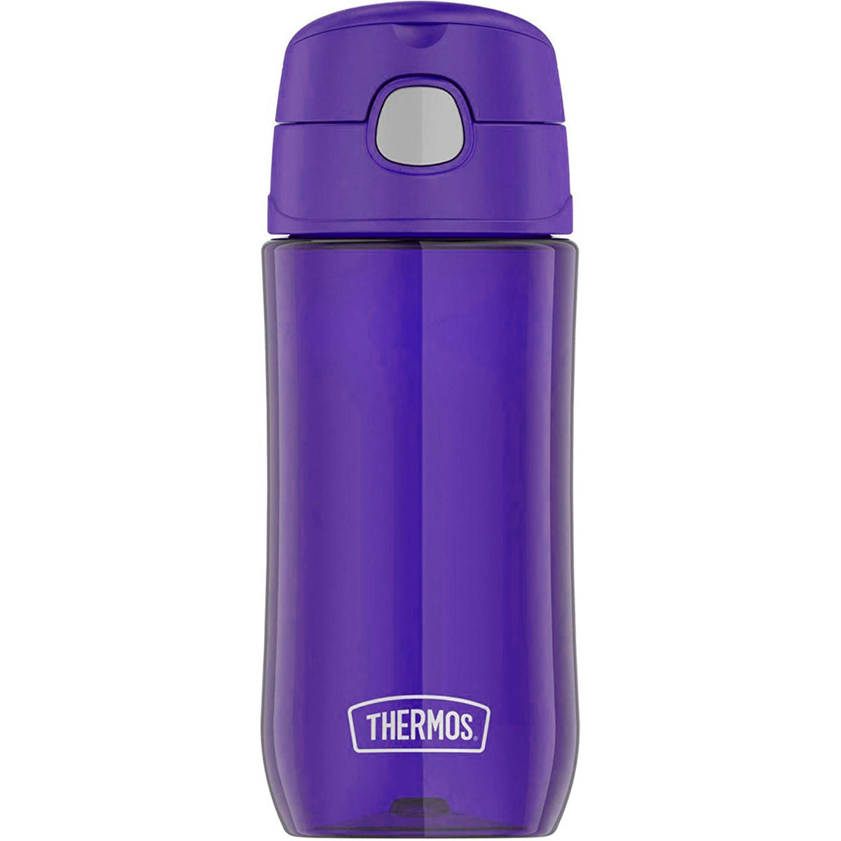 Purple Thermos water bottle on a white background