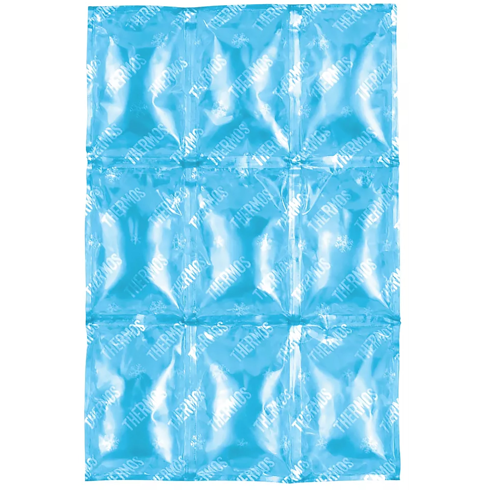 Blue ice pack with diamond pattern on a white background