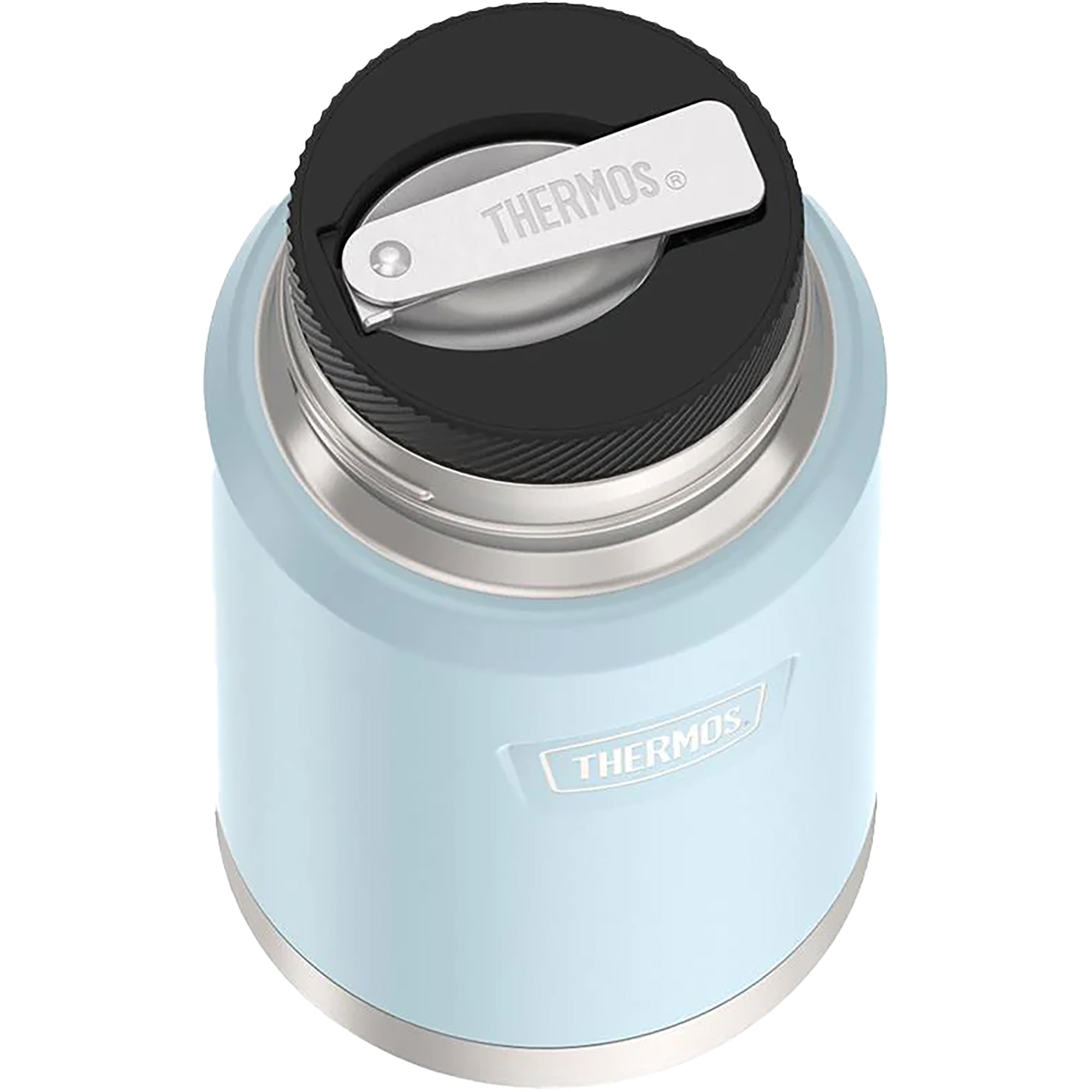 thermos stainless king 16 ounce food jar with folding spoon top view - Forza Sports