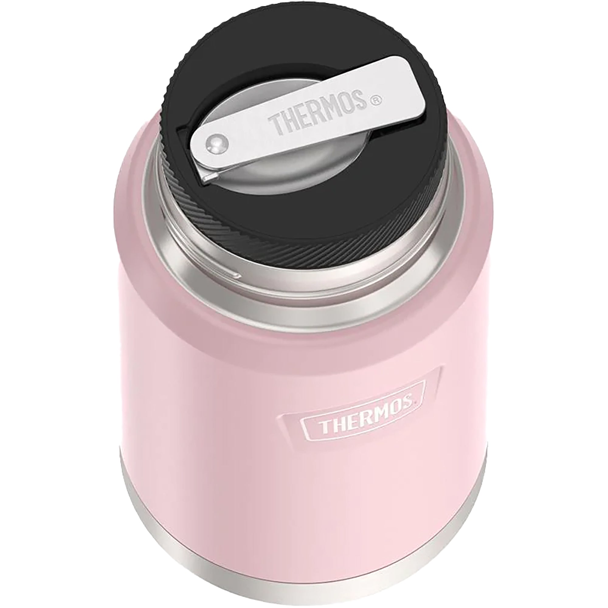 thermos stainless king 16 ounce food jar with folding spoon with black lid - Forza Sports