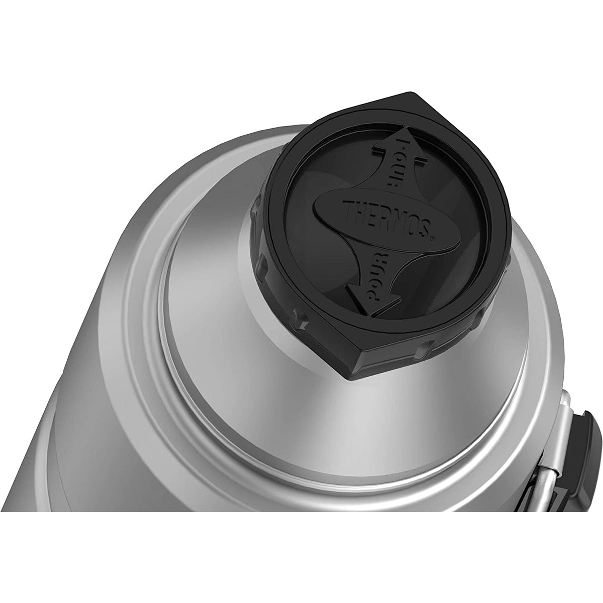 close up vacuum insulated thermos water bottle
