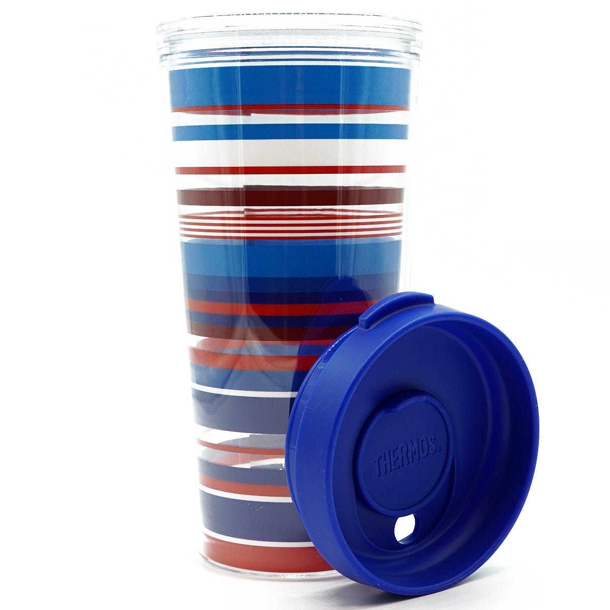 Thermos 16 oz. Insulated Double Wall Travel Tumbler with Lid - Stripes - Forza Sports