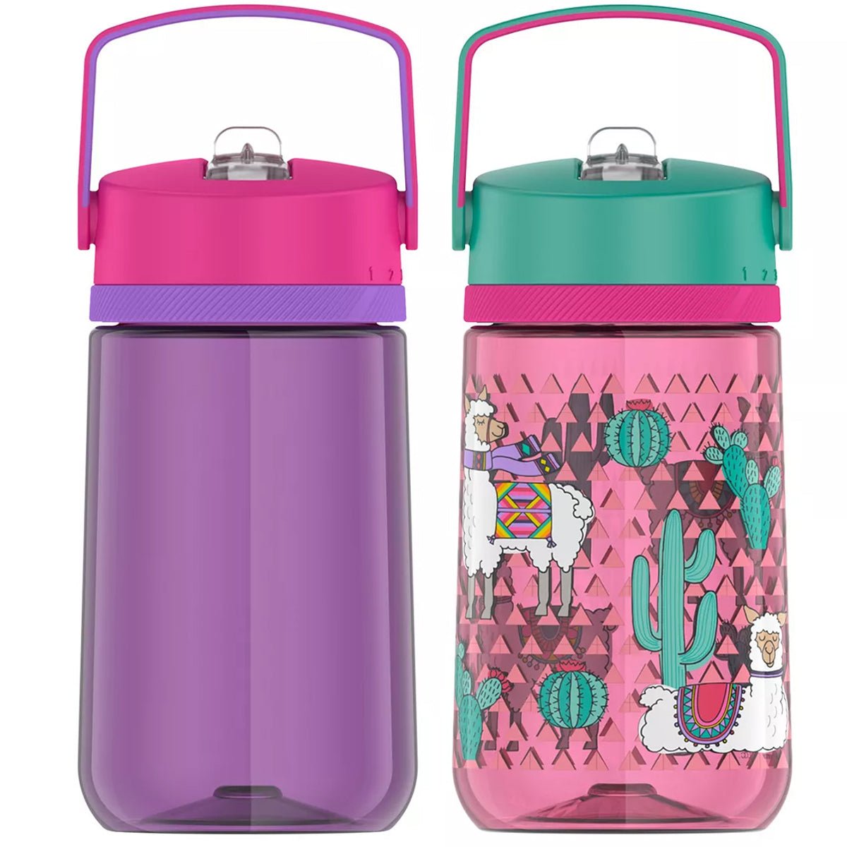 Thermos 12 oz. Kid's Plastic Hydration Bottle 2 - Pack - Pink/Llama - Forza Sports