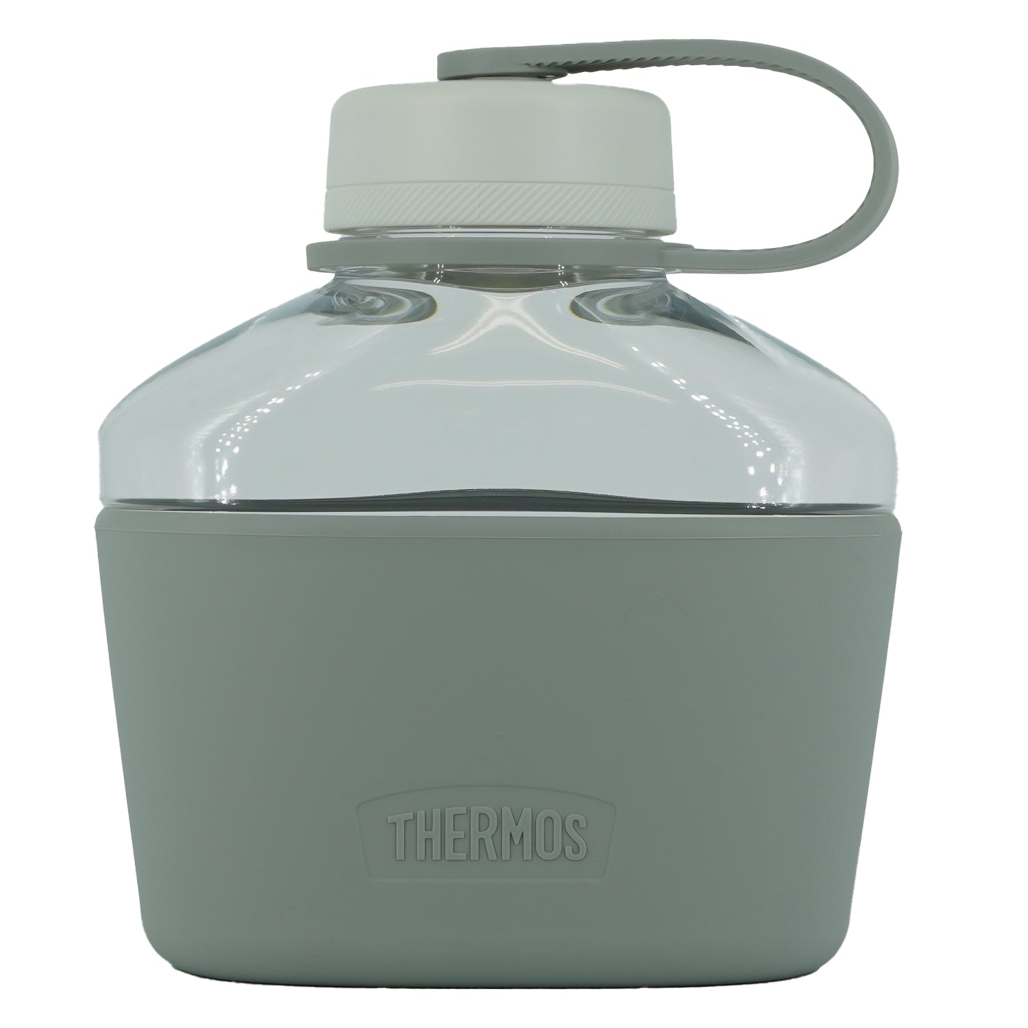 Gray Thermos water bottle on a white background