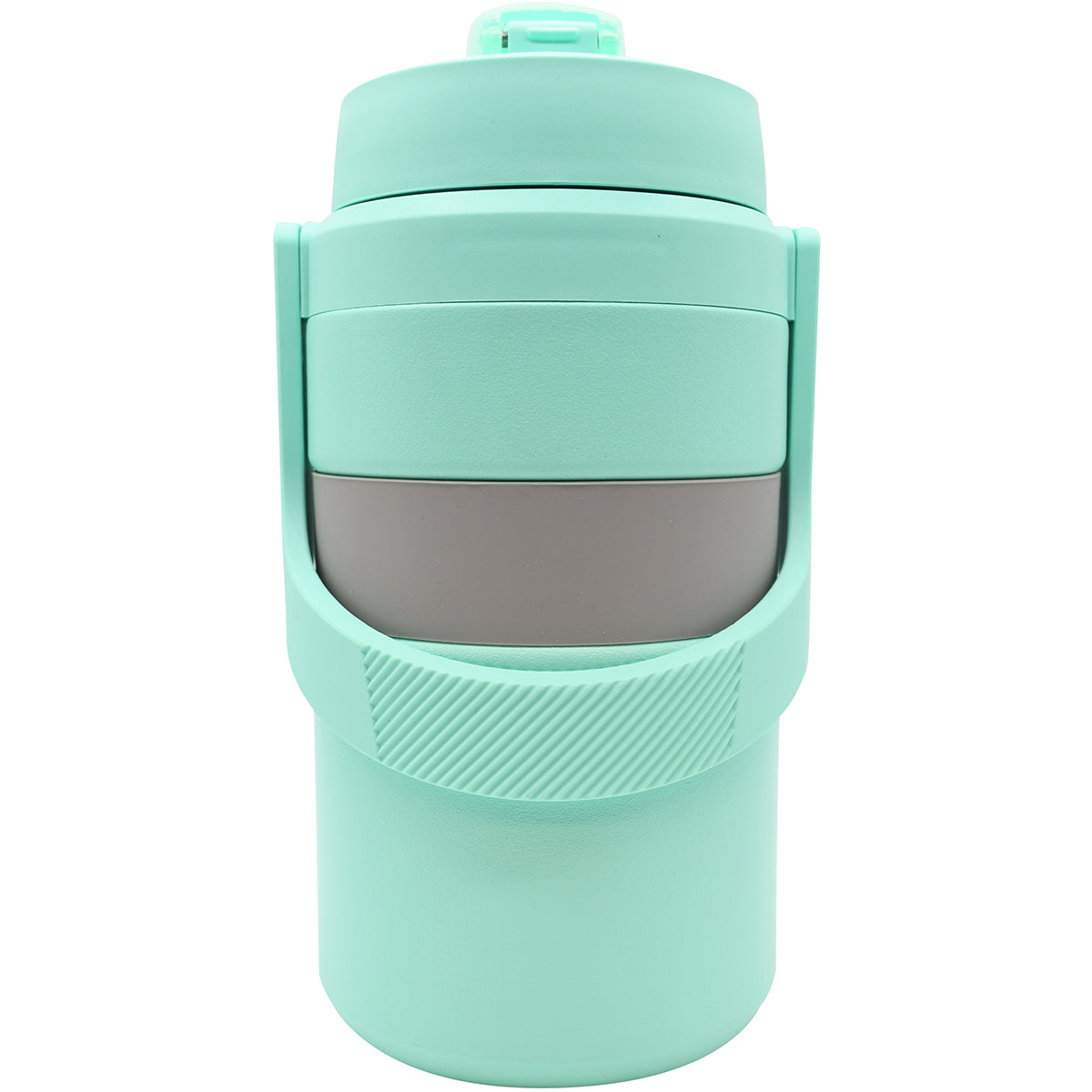 Mint green insulated tumbler with a gray interior on a white background