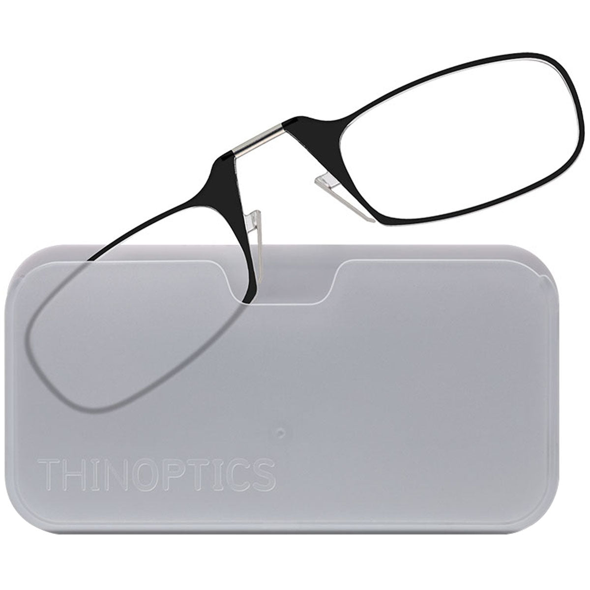 ThinOptics Armless Glasses with Universal Case - Black Frame, White Pod - Forza Sports