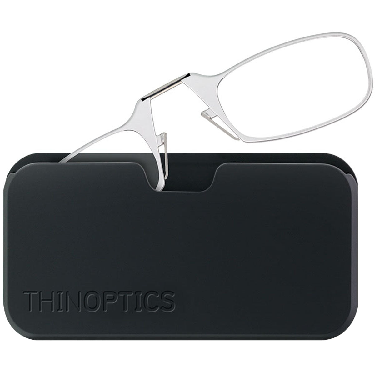 ThinOptics Armless Glasses with Universal Case - Clear Frame, Black Pod - Forza Sports