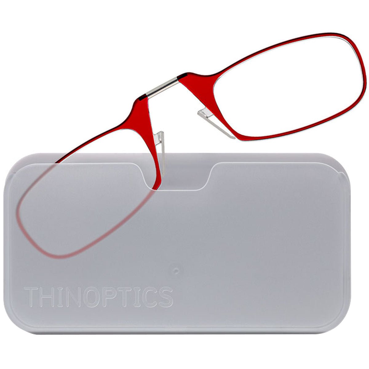 ThinOptics Armless Glasses with Universal Case - Red Frame, White Pod - Forza Sports