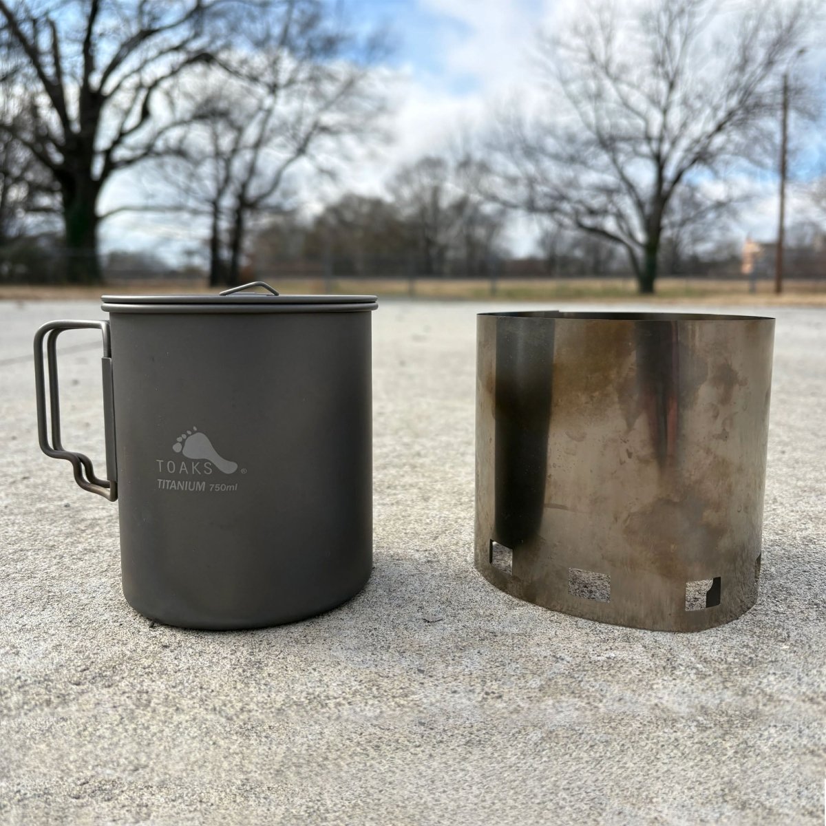 TOAKS Titanium 750ml Pot, Siphon Alcohol Stove, Windscreen Pot Stand Combo - Forza Sports