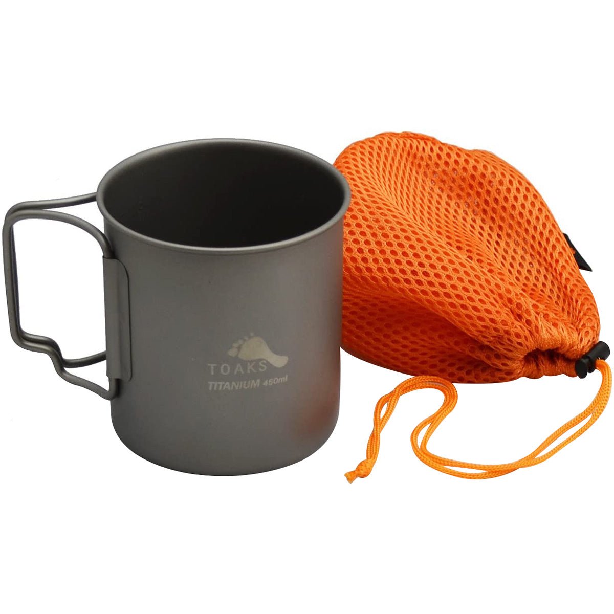TOAKS Ultralight Portable Titanium Camping Mug with Folding Handles - 450ml - Forza Sports