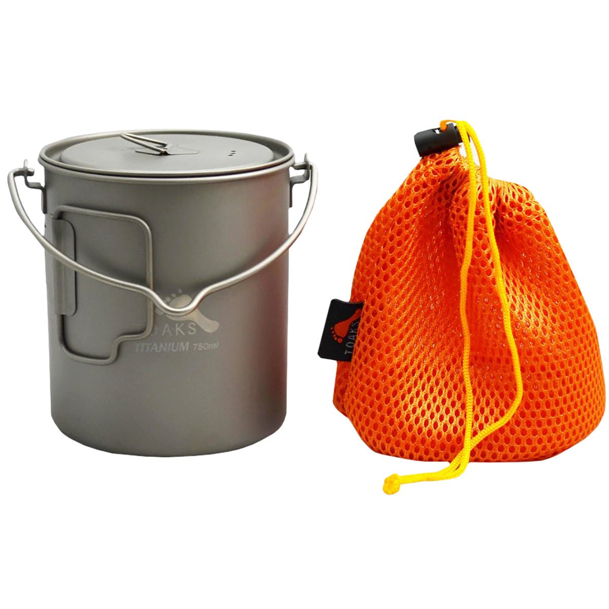 TOAKS 750ml Ultralight Titanium Camping Cook Pot with Bail Handle and Lid - Forza Sports