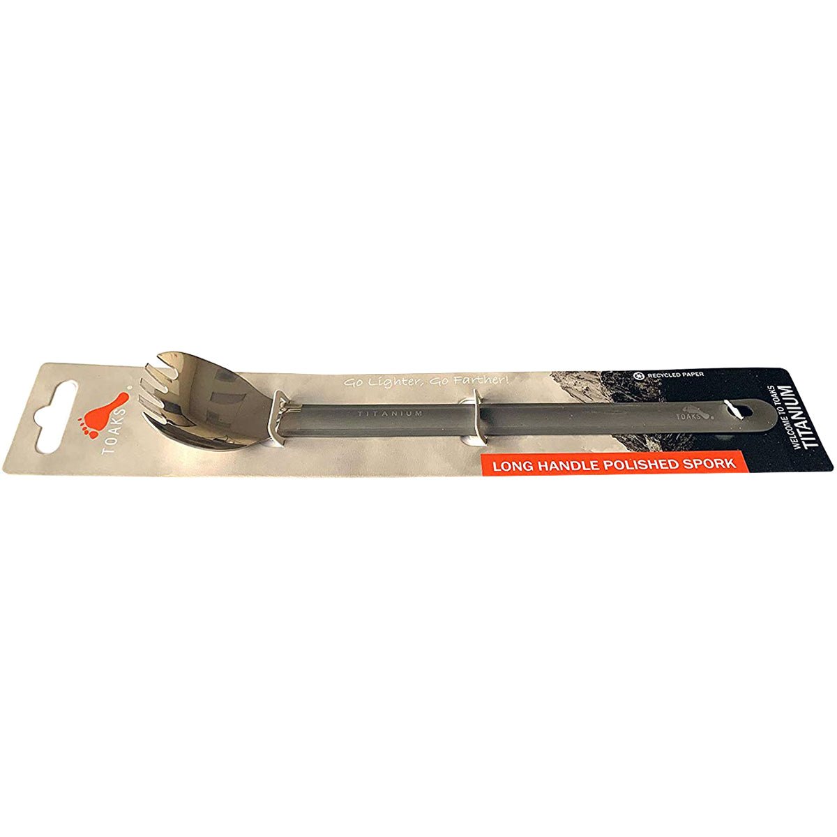 TOAKS Ultralight Long Handled Titanium Camping Spork with Polished Head - Forza Sports