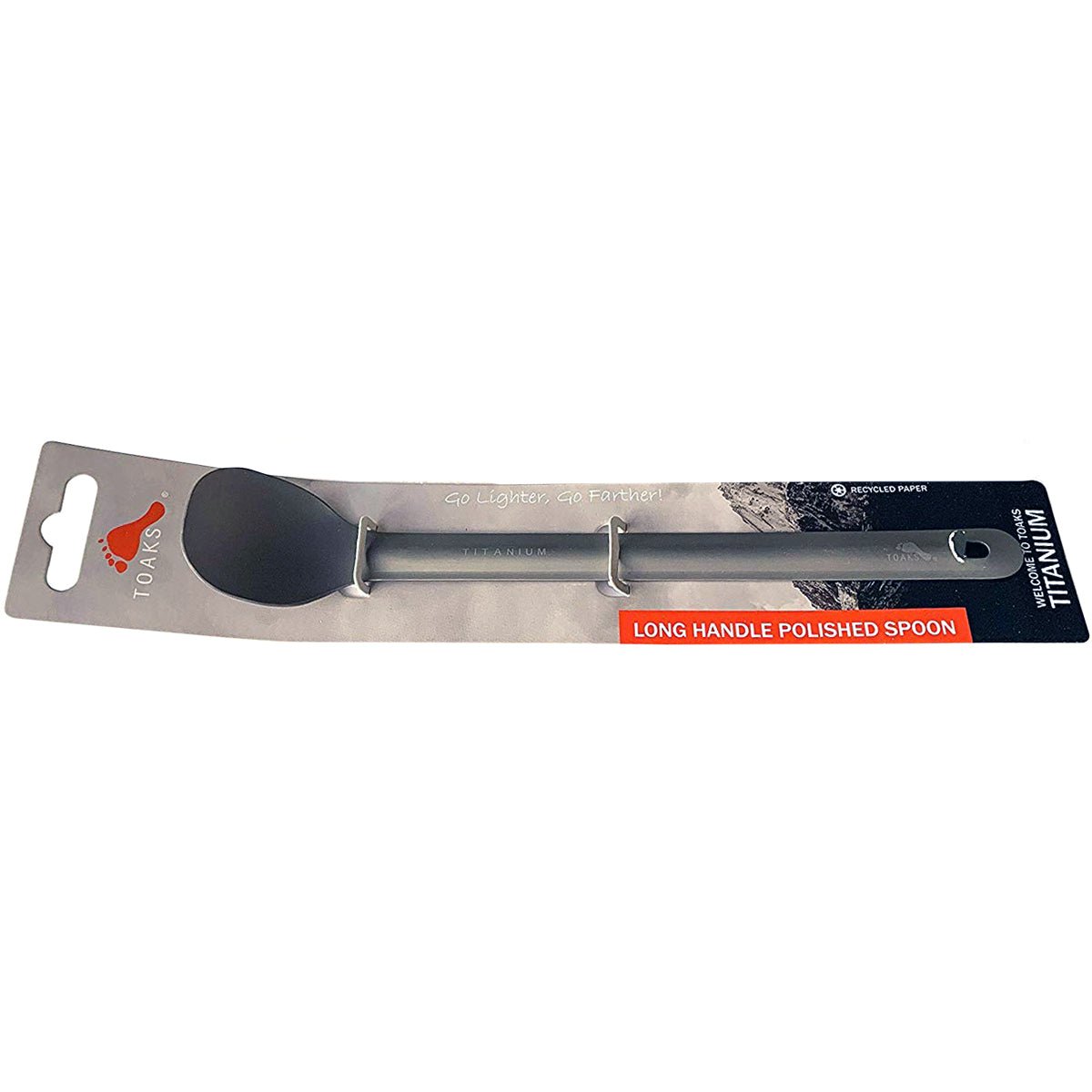 TOAKS Ultralight Matte Finish Flat Head Titanium Long Handle Spoon - Forza Sports