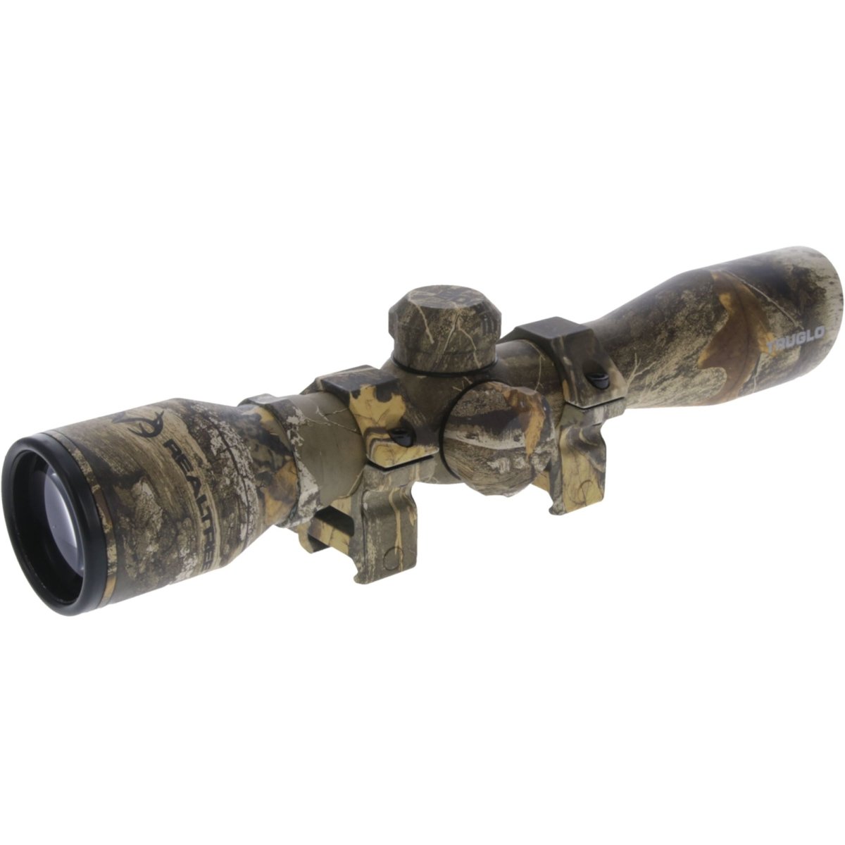Truglo 4X32 Compact Shotgun Scope with Diamond Reticle and Weaver - Style Rings - Realtree Edge Camo - Forza Sports