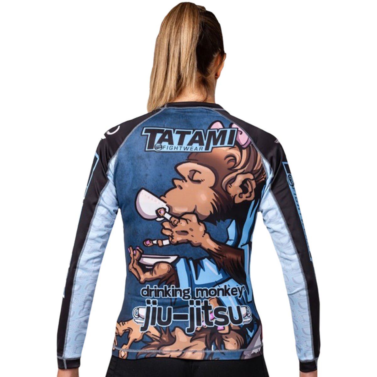 Tatami Fightwear Ladies Drinker Monkey Long Sleeve BJJ Rashguard - White/Black - Forza Sports
