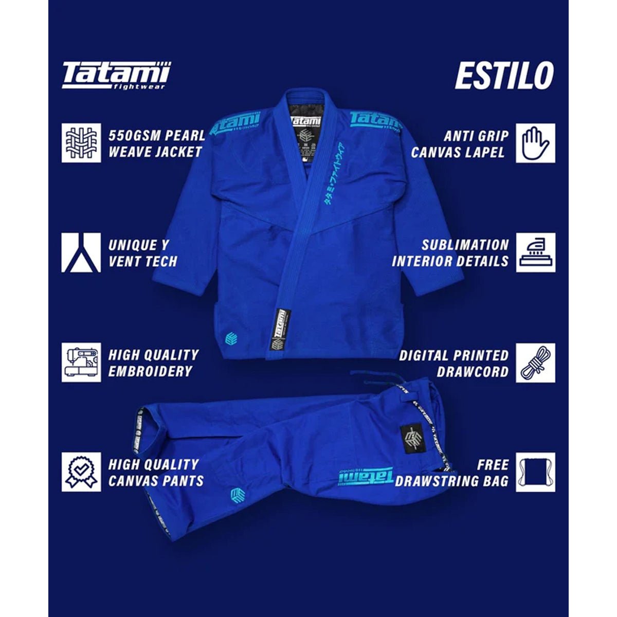 Tatami Fightwear Estilo Black Label BJJ Gi - Blue/Blue - Forza Sports