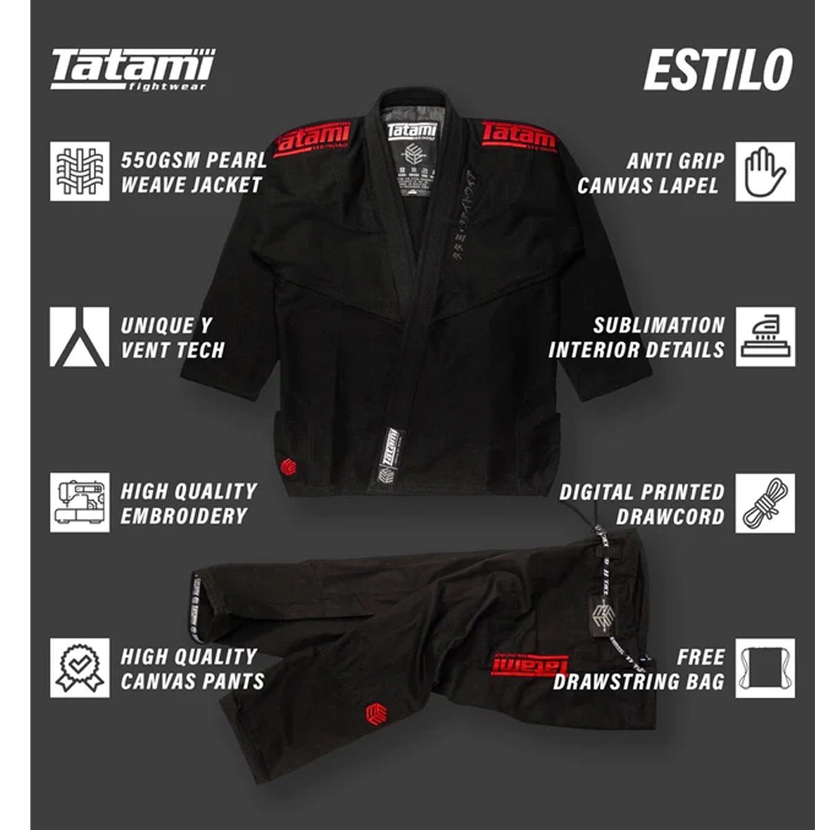 Tatami Fightwear Estilo Black Label BJJ Gi - Red/Black - Forza Sports