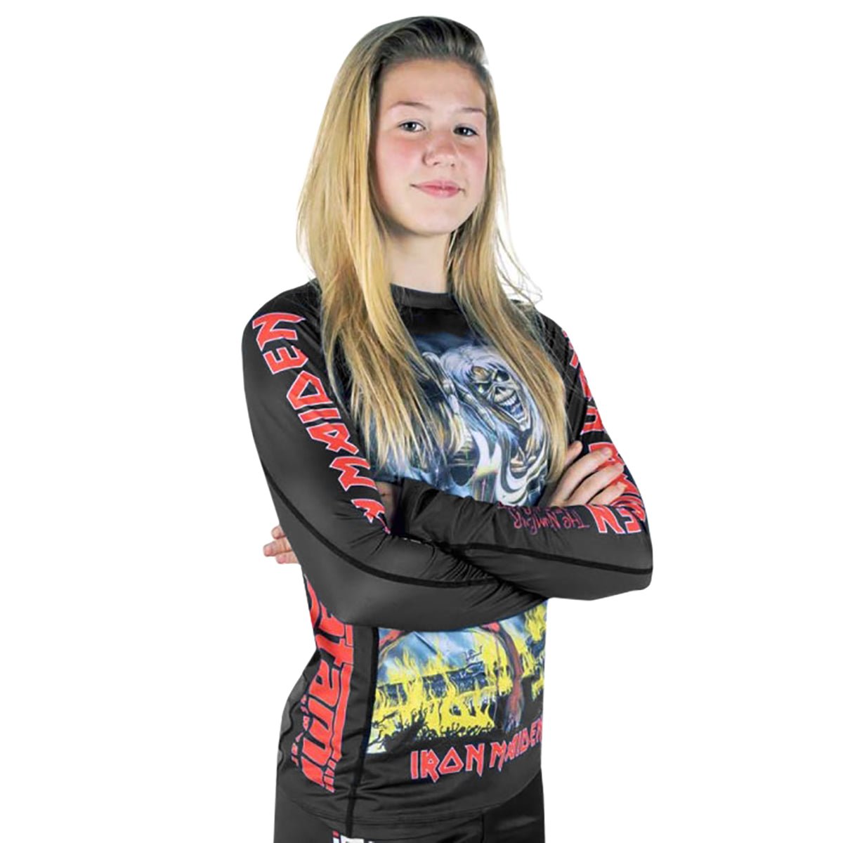 Tatami x Iron Maiden Kid's Number of the Beast Long Sleeve BJJ Rashguard - Black - Forza Sports