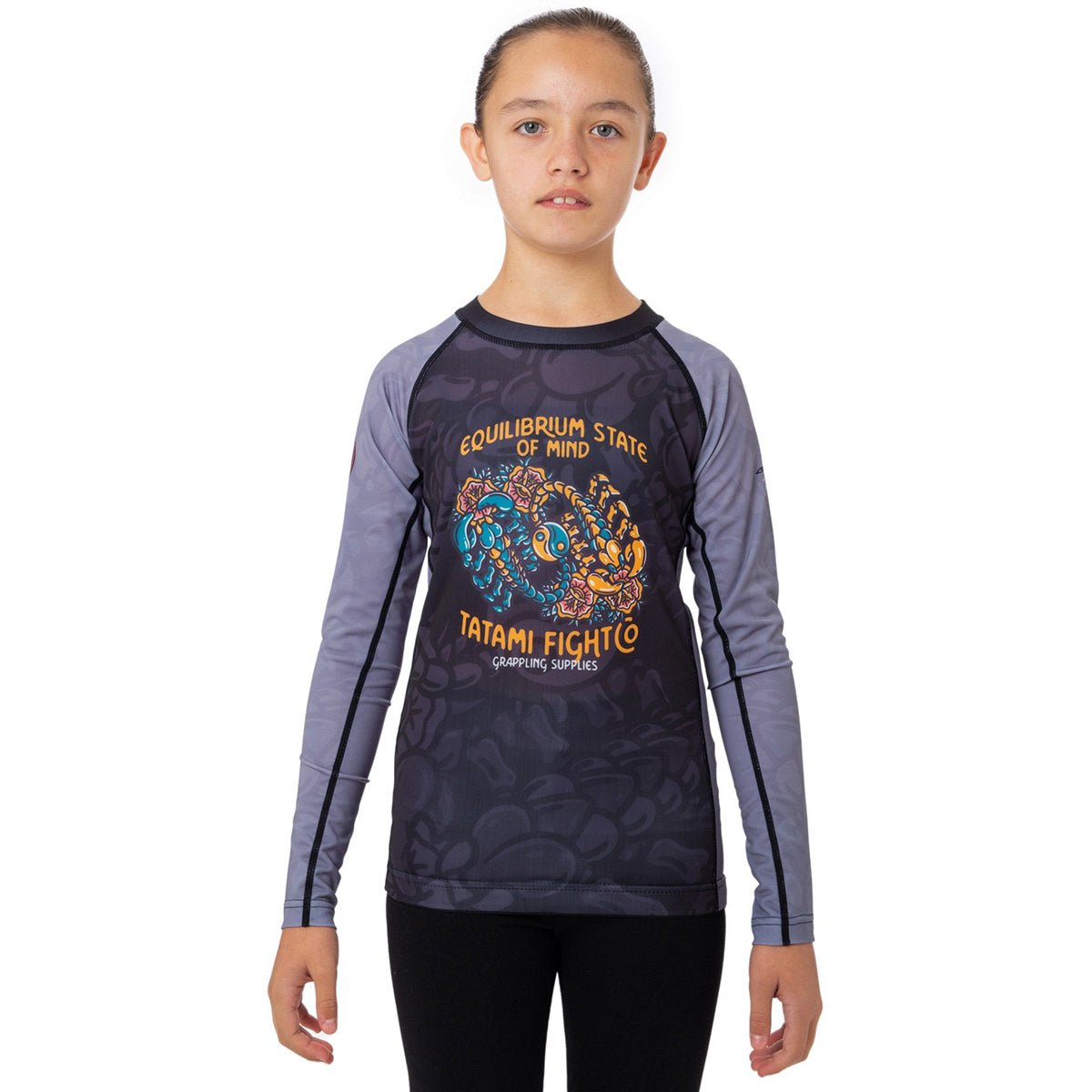 Tatami Fightwear Kids Equilibrium Eco Tech Recycled Long Sleeve Rashguard - Gray - Forza Sports